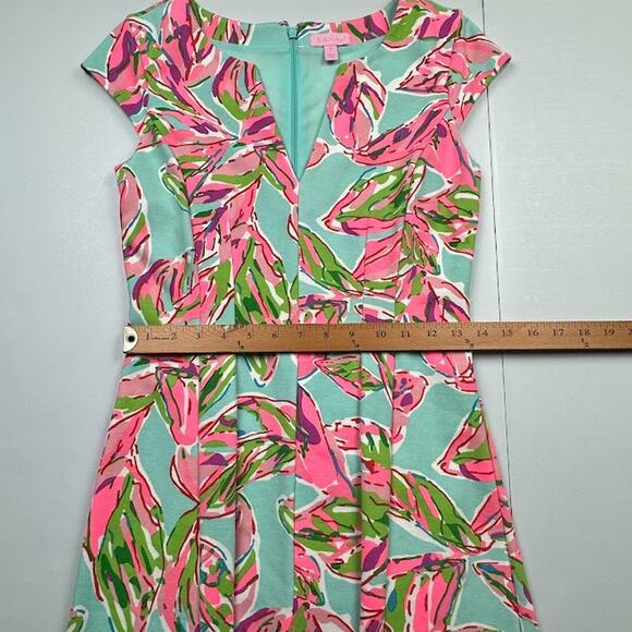 Lilly Pulitzer Dress Womens Small Pink Briella V Neck Tropical Preppy Beach - Picture 11 of 14